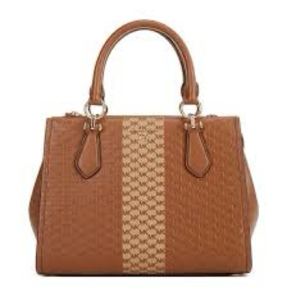 Michael Kors Accessories - Michael Kors Brown Logo Stripe Satchel Handbag